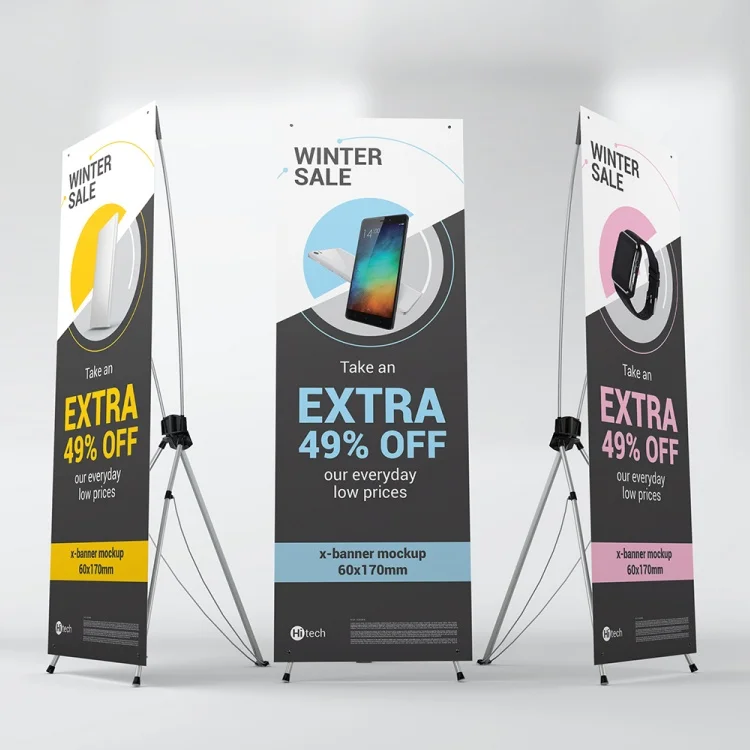 Freestanding Banner Display X Frame 48X24 Banners Poster Outdoor Stand Up Signage Portable Advertising X-stand Banner