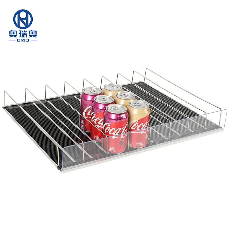 Drink organizer for fridge dispenser supermarket gondolas gravity roller shelf beverage display Drink Pusher Shelf rack