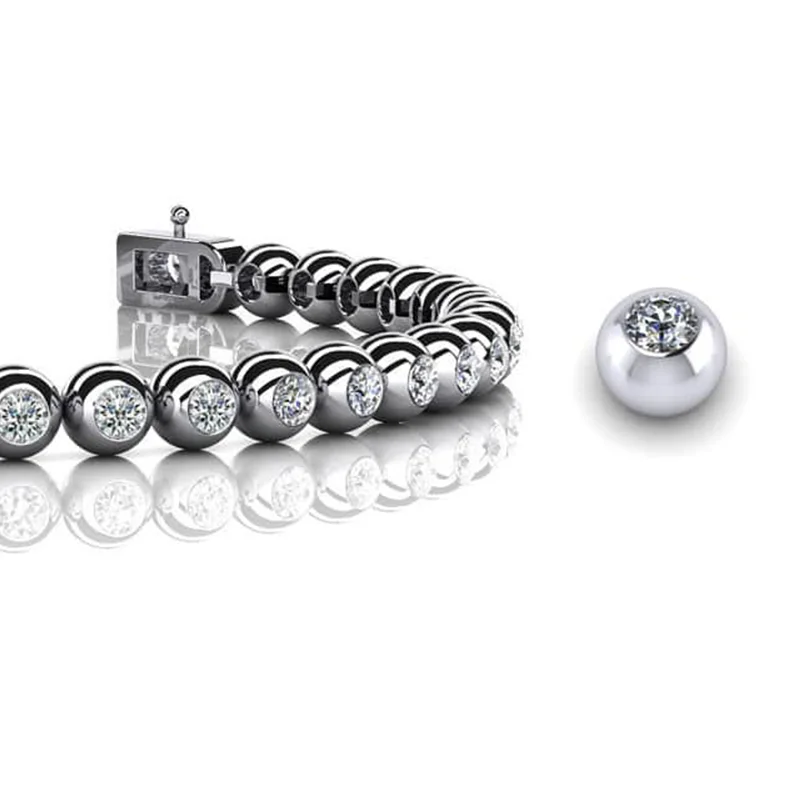 H&F Round Bezel Set Diamond Tennis Bracelet 3MM 4MM 5MM 18K Pure Gold Lab Grown Diamond Tennis Bracelet Custom Wholesale