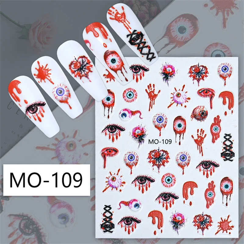 2024 New Halloween Nail Art Relief Stickers Skull Pumpkin Ghost 3D Nail Stickers Demon Theme Nail Art Stickers