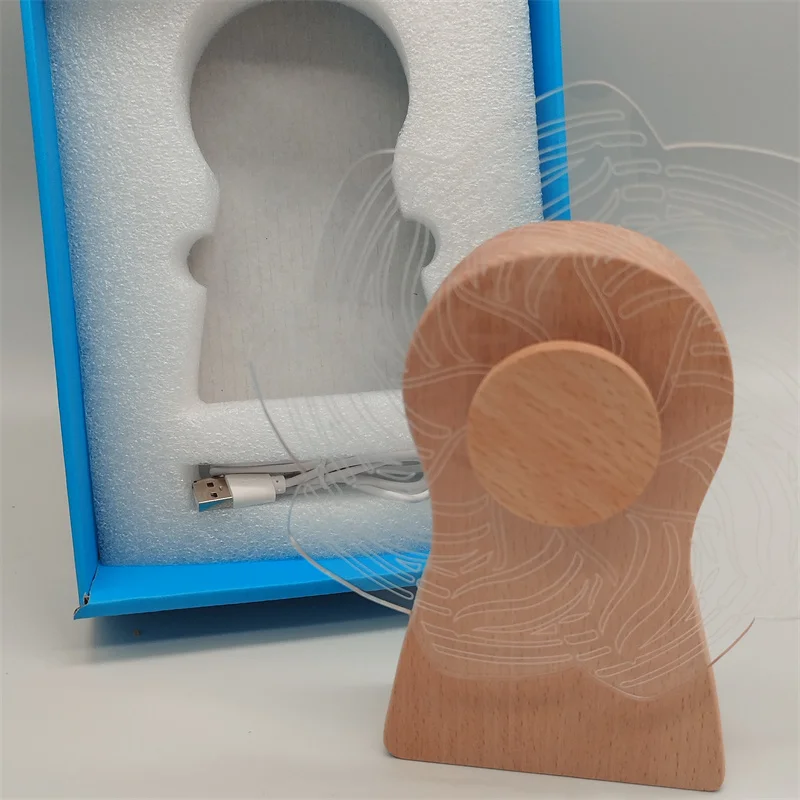 Factory Best Price Custom Night Lamp Music Boxes 3d Night Light Round Oval Wood Base for Acrylic