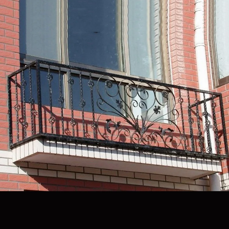 Top-selling Galvanized Rod Iron Outdoor Balcony Railings Wall House Hot Galvanized Traditional Ship or Air LB-B-F-00028 LONGBANG