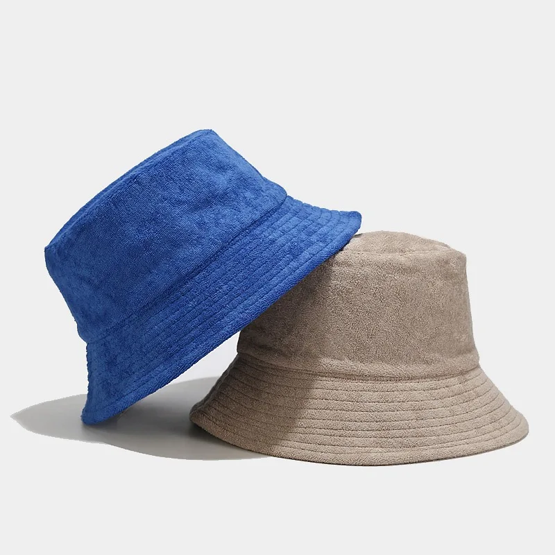 Wholesale Winter Warm Bucket Hat Nice Quality Adult Bucket Hat Terry Towel Foldable Towel Bucket Hats