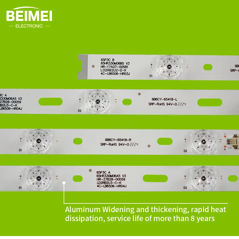 TV LED Backlight Strip 5P3C A/B 65HR330M06A/B5 V3 4C-LB6506-HR03/04J 4C-LB6506-HR01J for TCL TOSHIBA 6+6LED 6V 8L+2R pcs/set