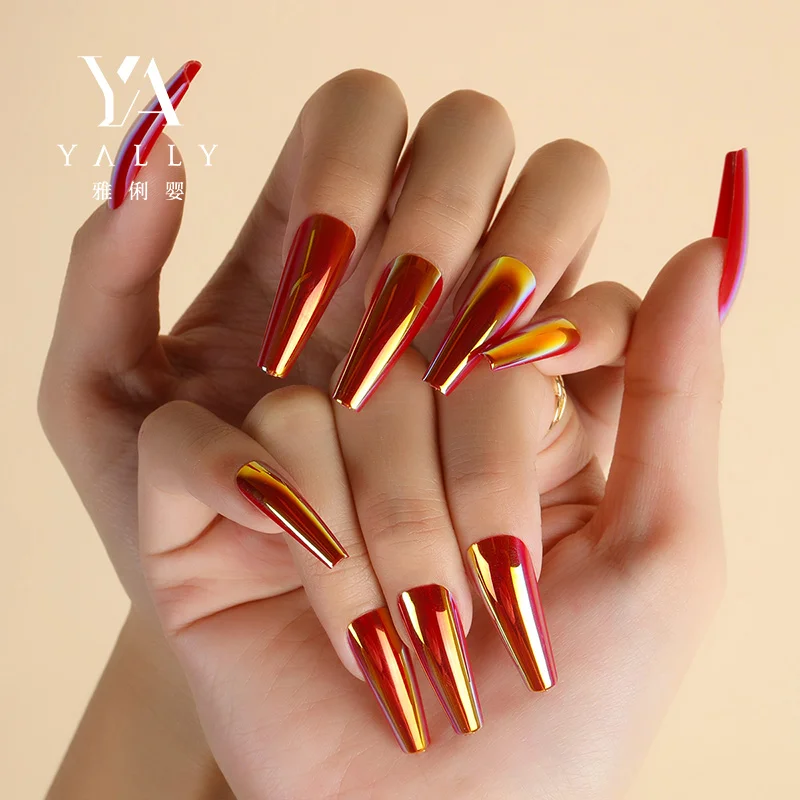 Custom private label french style designer nails wholesale sunset orange color press on nail