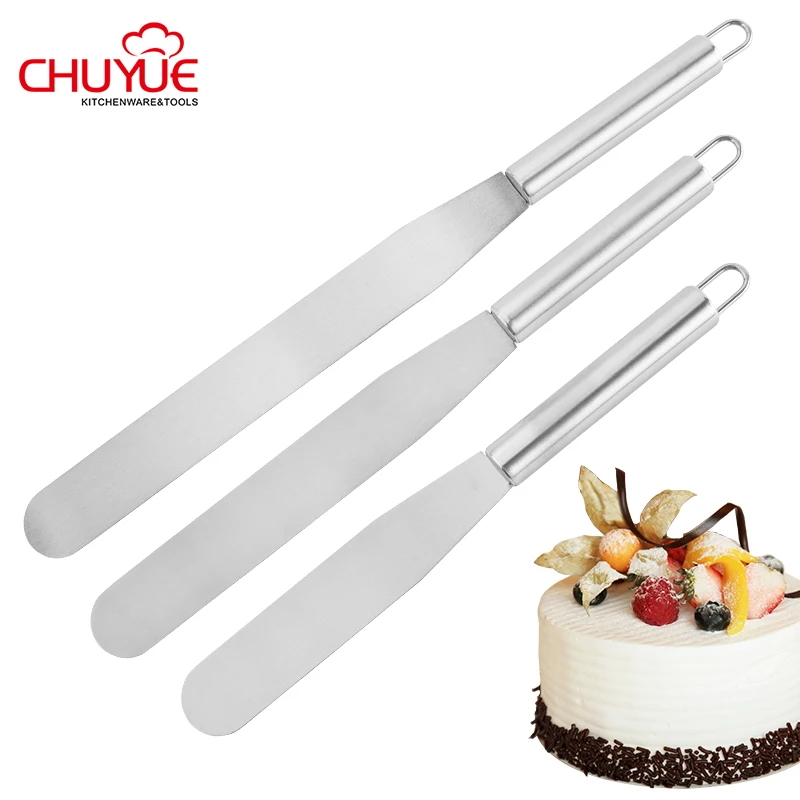 High Quality 3 Size Stainless Steel Baking Tools  Icing Spatula Cream Butter Cake Spatula Angled Cake Spatula