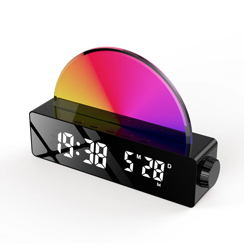 EMAF RGB будильник с подсветкой восхода и плавным затемнением зеркальный цифровой USB-портом для зарядки
