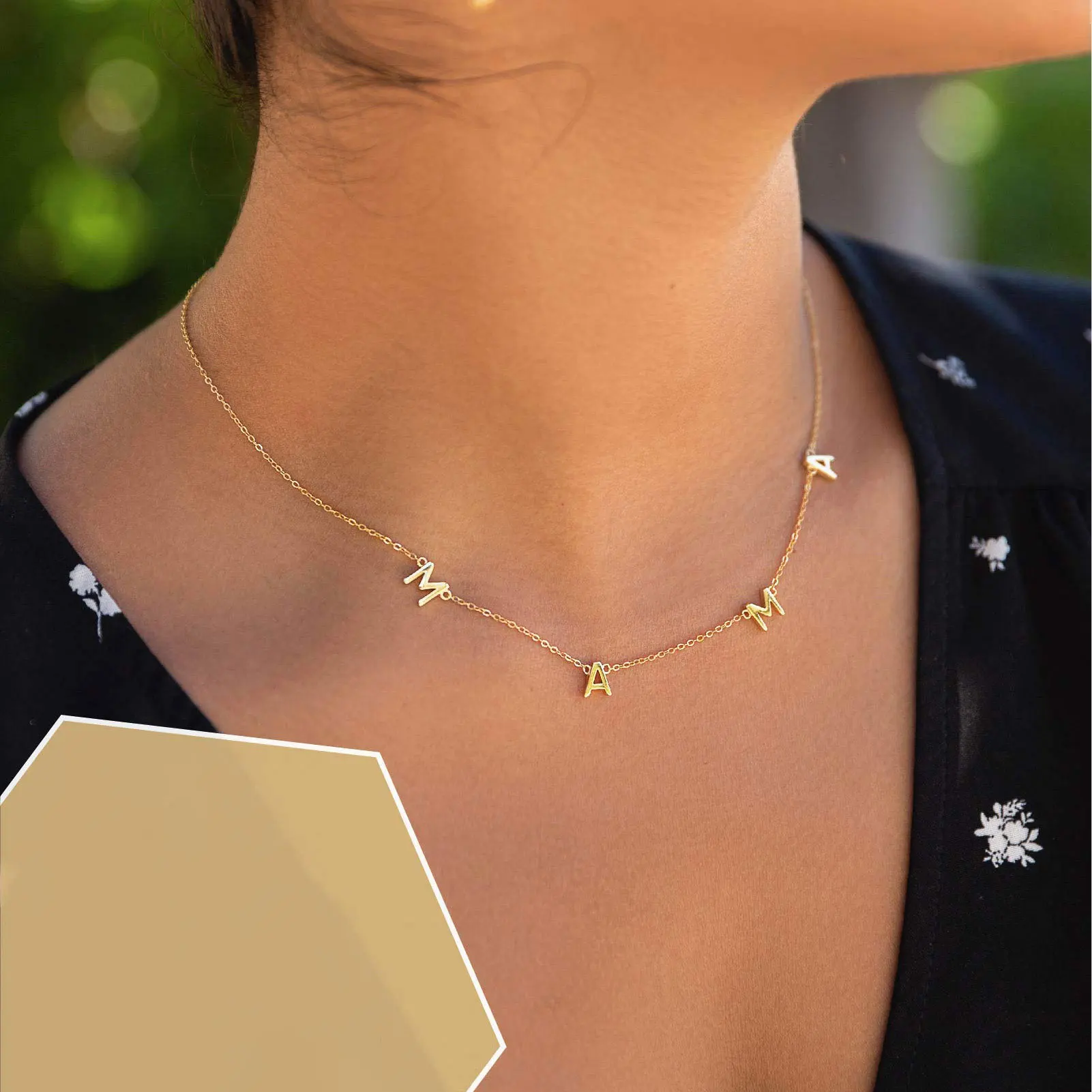 Заводская распродажа 925 стерлингового серебра позолоченная мама письмо звено цепи ожерелье