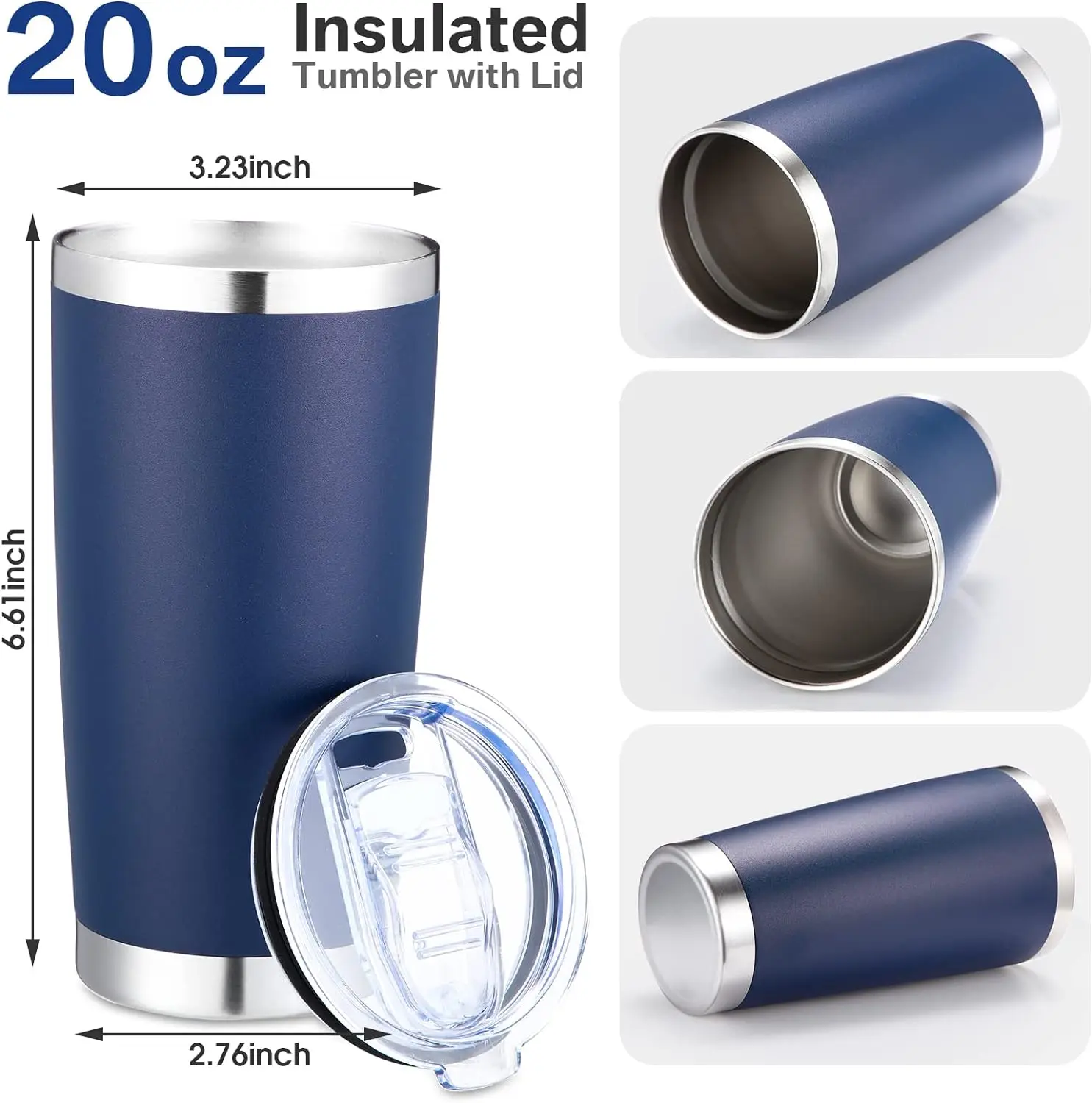 Custom Printed Logo Stainless Steel Coffee Travel Mug Vacuum Insulated Drinking Cup 20oz Tumbler with Lid
