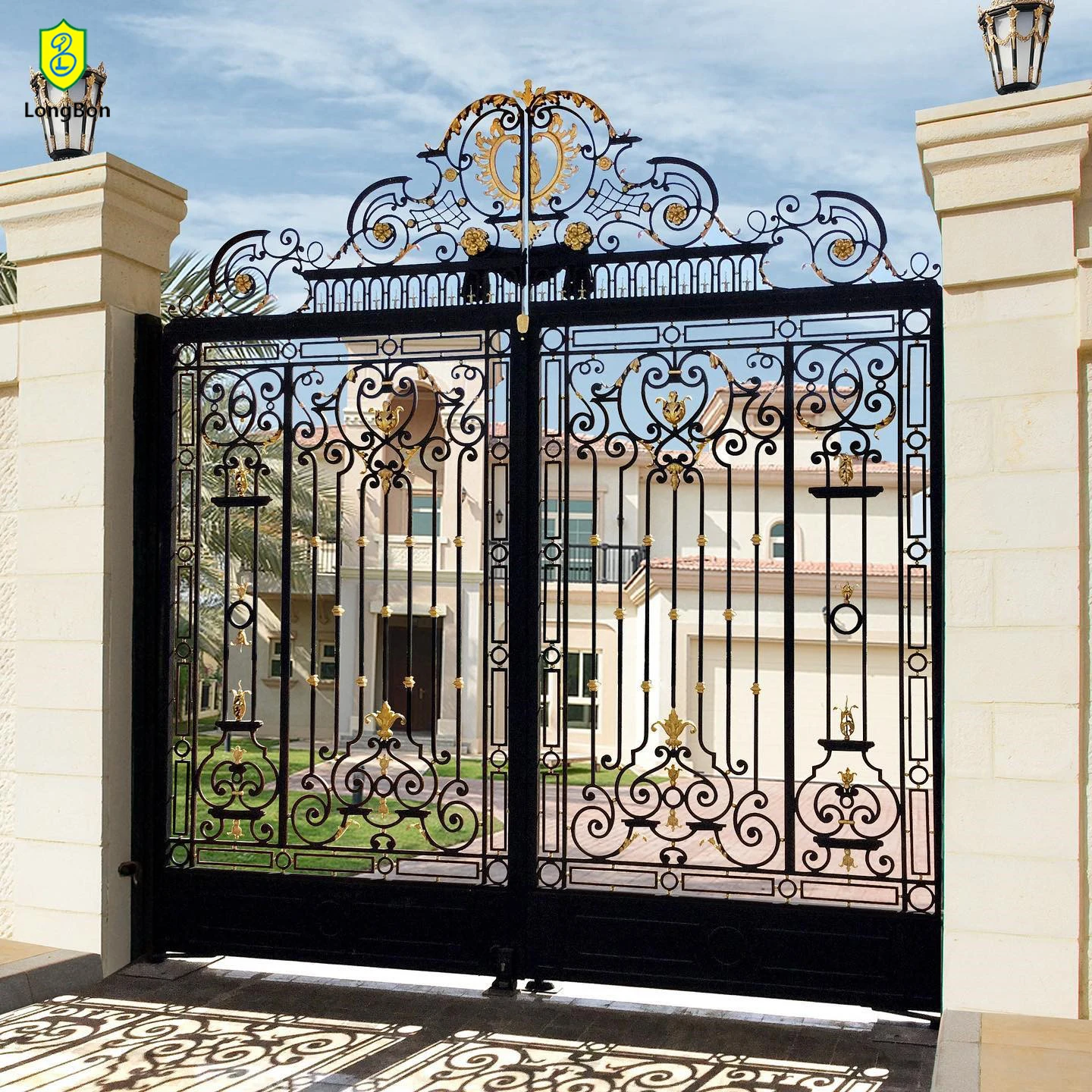 European Style high quality iron House iron Designs Front Door Wrought Iron Main Gate For Garden