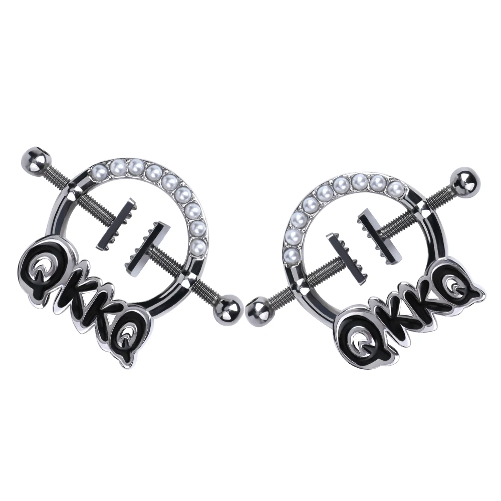 Factory direct sale QKKQ stainless steel breast clamps for couple sex toning nipple clamps with leather belt