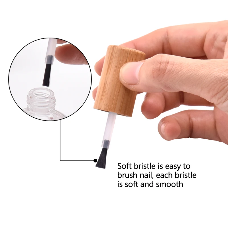 Luxury design Eco-friendly bamboo cap glass nail polish bottle supplier
