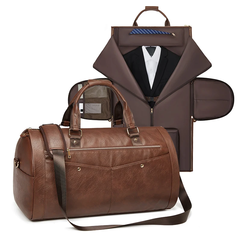 New Wholesale high quality PU leather luggage travel bag business suit bag men Duffel Travelling bag