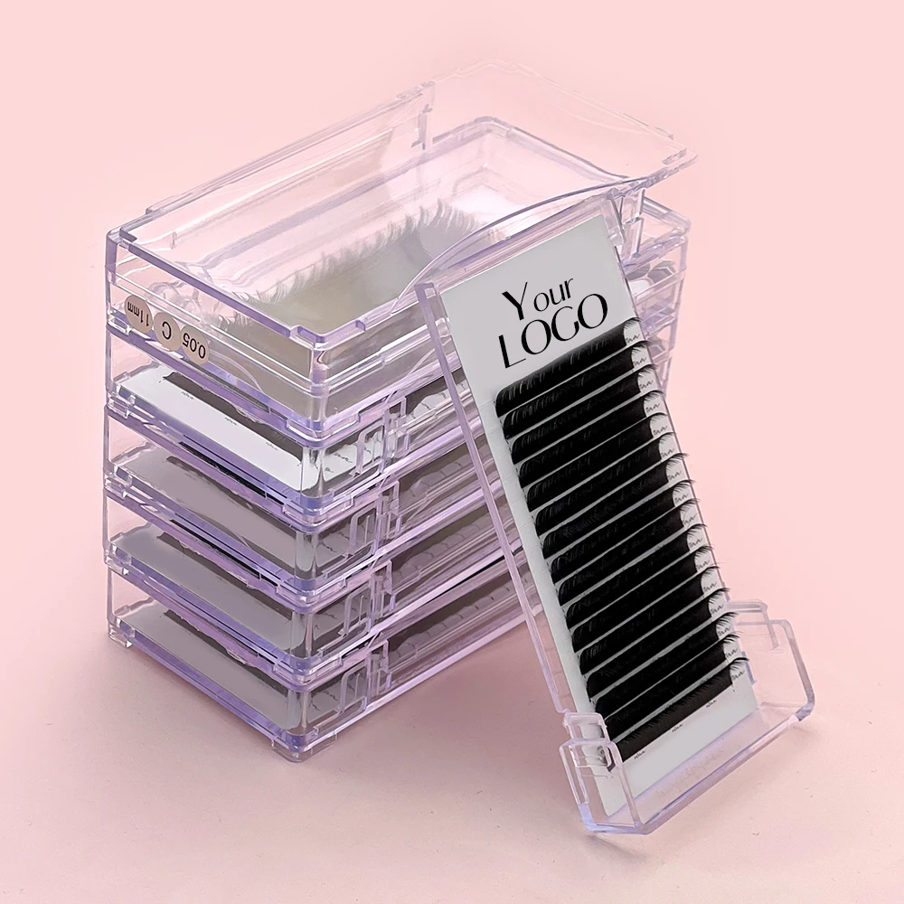 factory supply volume mega silk lash trays 0.03 0.05mm matte black lash extensions c d cc dd curl cashmere eyelash