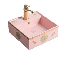 5012-2 Square Basin Bathroom Sink Wash Basin Pink gold Color Art Countertop Basin
