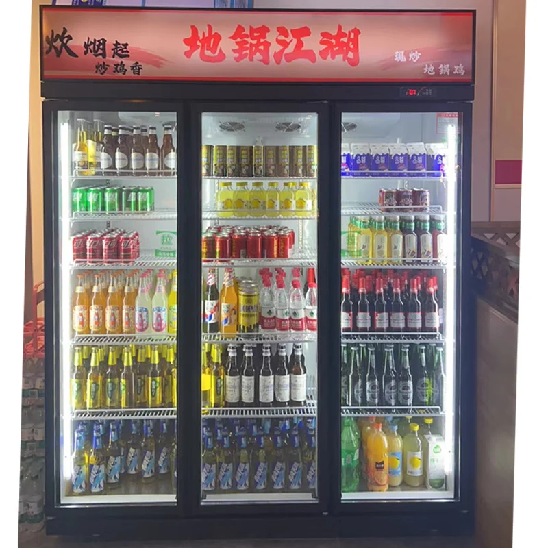 Air Cooling Vertical Freezer Wholesale Beverage Fridge Double Door LED Commercial Refrigeration Equipment For Supermarket Shop