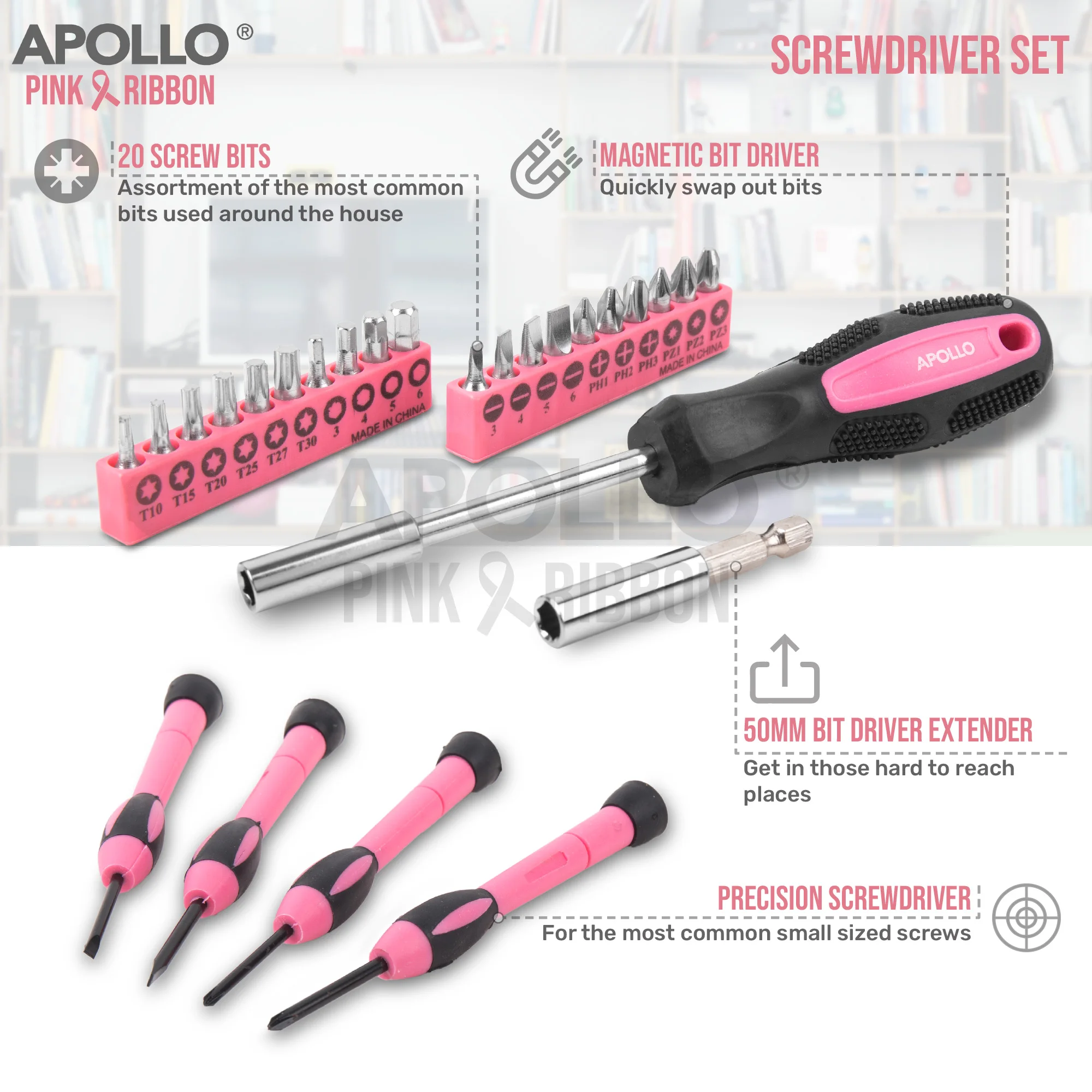 39pc Pink Home & Office DIY Tool Kit Set Complete Essential Household Hand Tools in a Compact Portable Tool Box. OEM ODM Ready