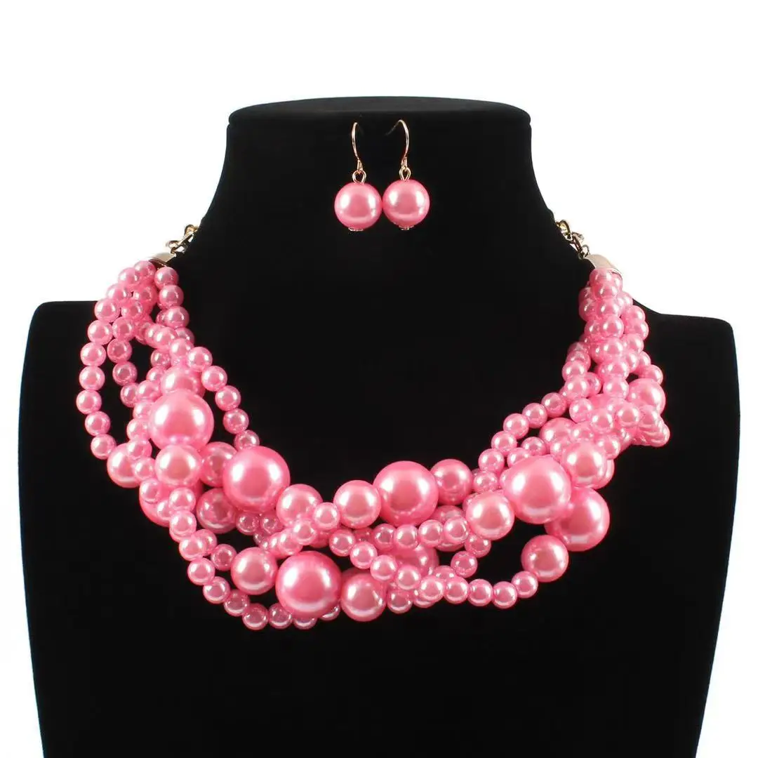 Pearl Necklace Earring Jewelry Set Available in Different Color Pearls Jewelry Accessory for Woman