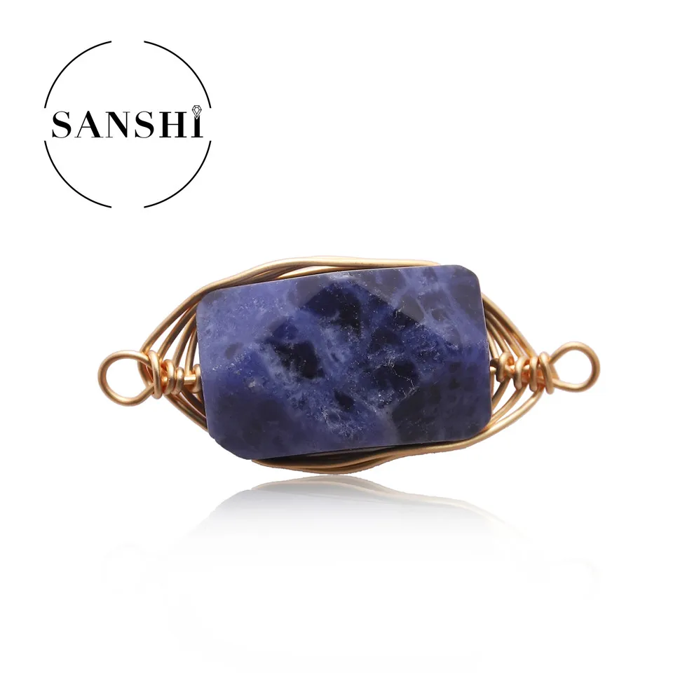 Double Hanging Special-Shaped Irregular Crystal Stone Cutting Surface Copper Wire Winding Diy Hand Necklace Accessories