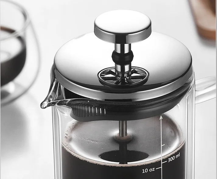 Wholesale French Press Coffee & Tea Maker Heat Resistant Borosilicate Glass Coffee Press with filter screens