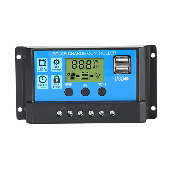 20A 30A  PWM Manual Solar Charge Controller 12V 24v with 2 USB LCD display high quality can customersize