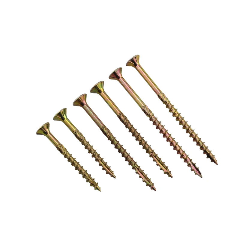 Yellow zinc star drive torx head deck screws with slotted end