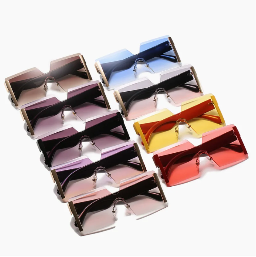 Wholesale trendy luxury square custom vintage oversized fashion shades sunglasses