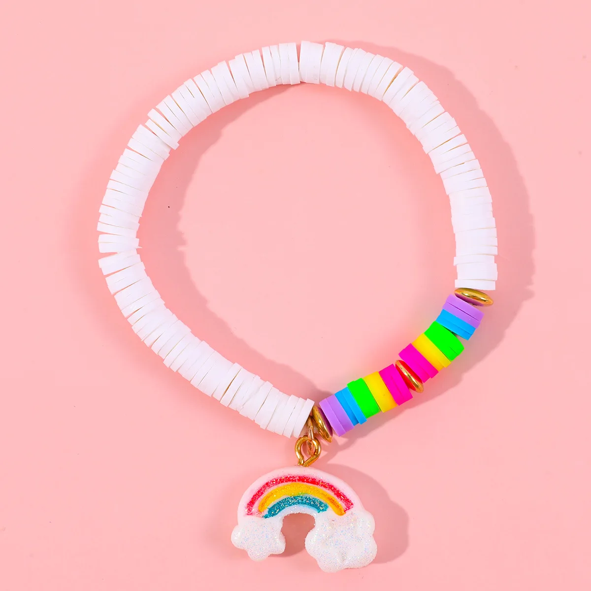 Бусины из полимерной глины ручной работы в стиле бохо растягивающийся браслет с милыми мультяшными блестками радужными шармами браслеты цветами