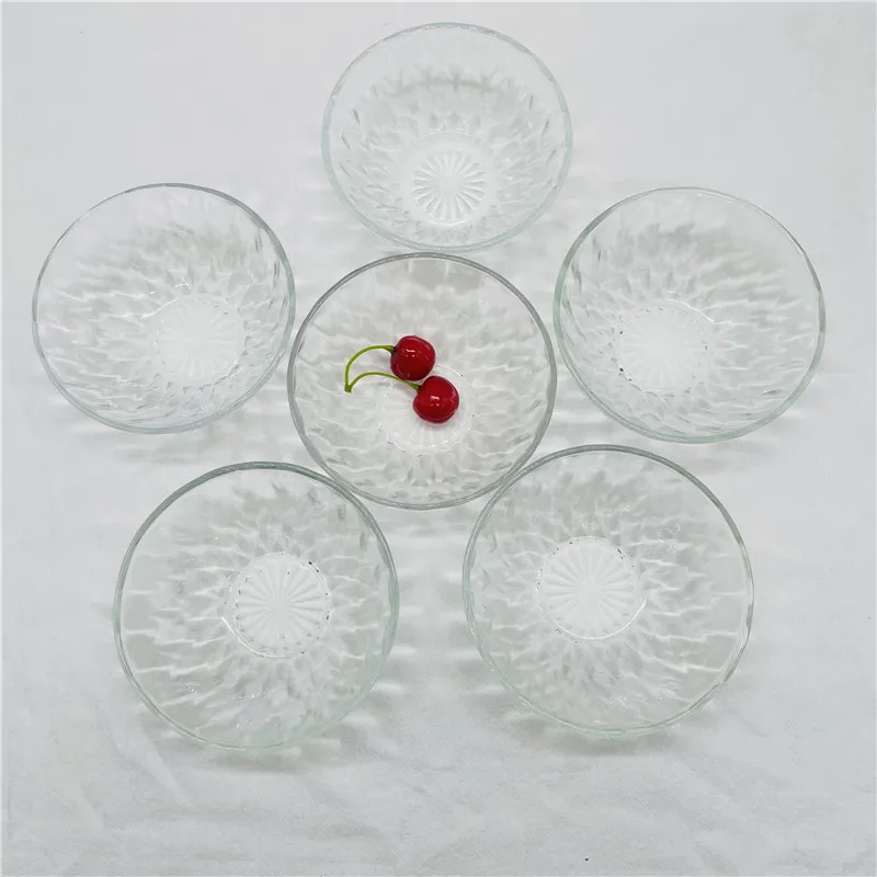 facGood quality and low pricetableware  Diamond glass bowl 6-piece plate set   Glass salad bowl and plate combination Negotiable