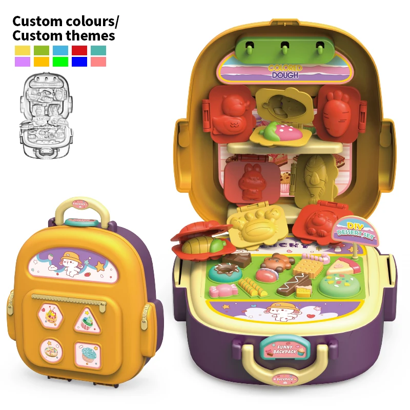 Leemook educational Pretend Play Portable Backpack Play Dough Toys color dough series colorful mould tools clay toy