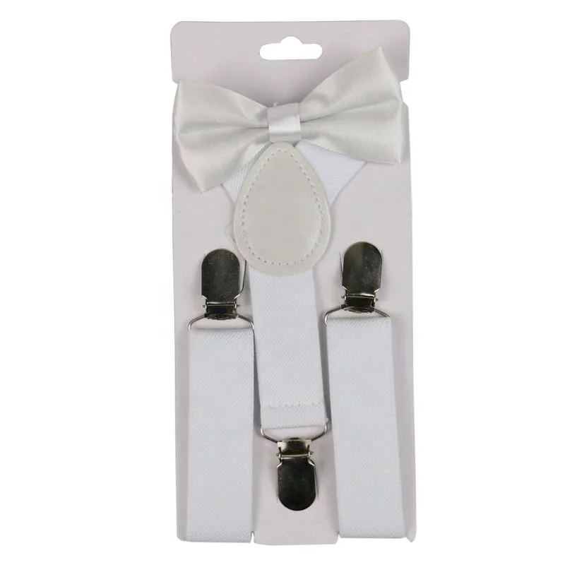 Boys & Girls Children Suspender Clip-on Y-Back Elastic Suspender With Satin  Bow Tie