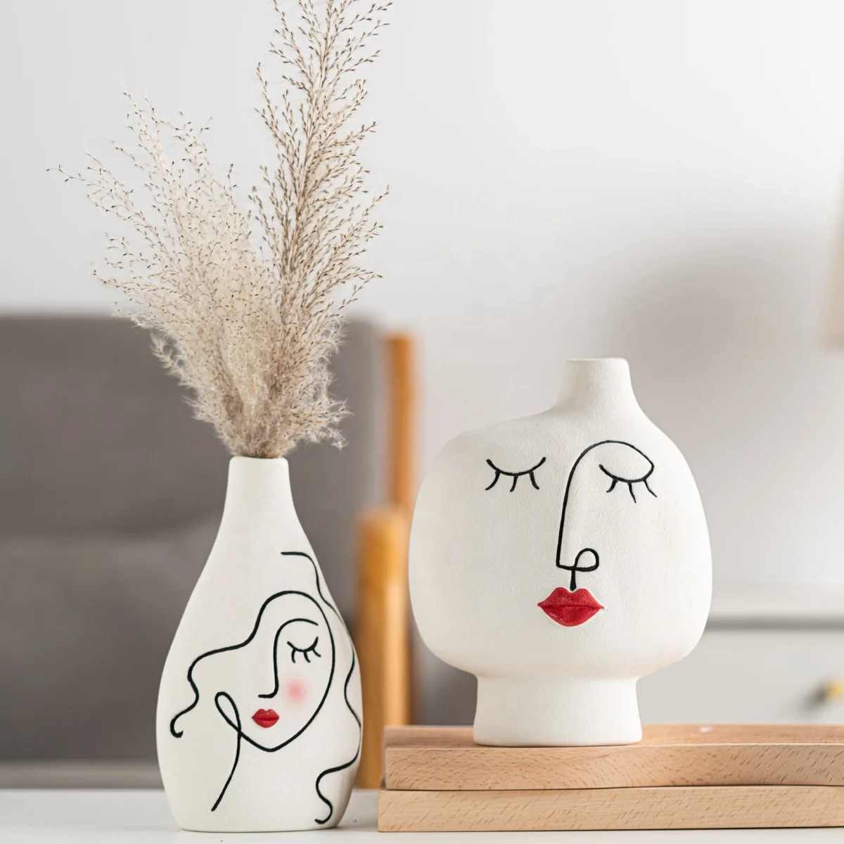 New Arrival Lady Face Vase Living Room Flower Arrangement Plant Pot Home Decoration Human Face Ceramic Flower Vase