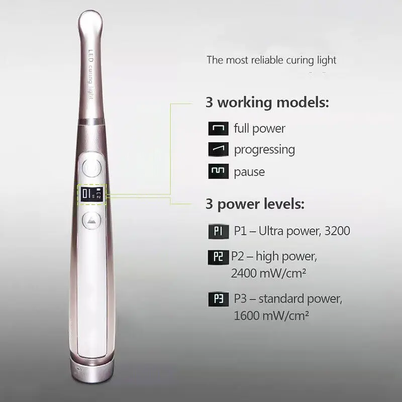 3200 W/cm2 Dental Wireless LED 1 Sec Curing Light Cure Lamp with Caries Detector VRN-VAFU Wireless charging