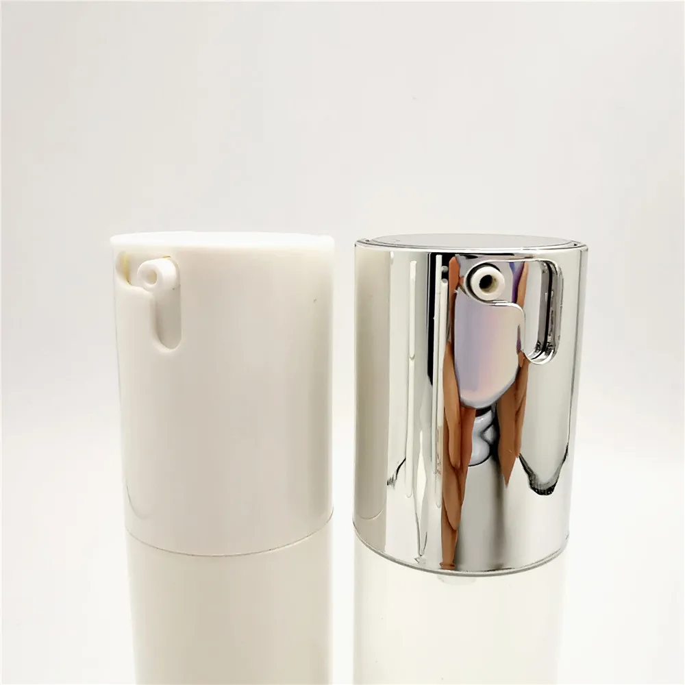 
15ml 30ml 50ml empty PP plastic silver pump 15ml white airless toothpaste pump bottle 