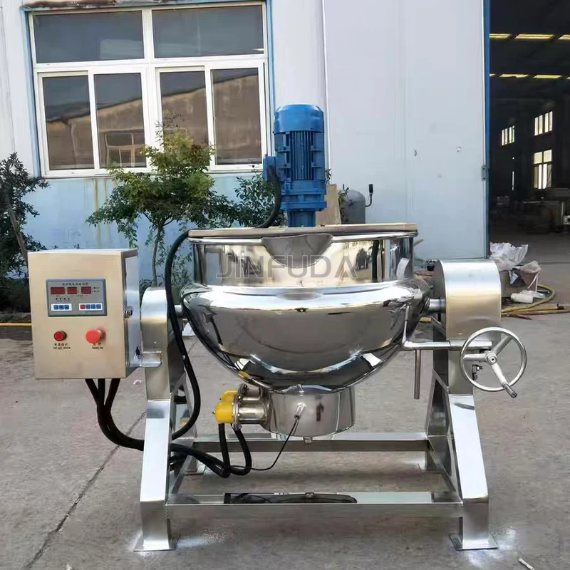 Stainless Steel 50L- 600L industrial jacketed kettle with agitator sanitary porridge soup boiler mixing cooking jacketed kettle