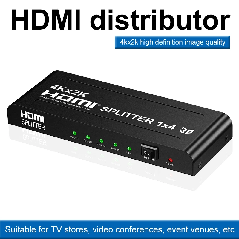4K*2K High quality Wholesale hdmi splitter 1X4 distributor adapter pc tv console 1 in 4 out For DVD PS3 HDTV hdmi splitter