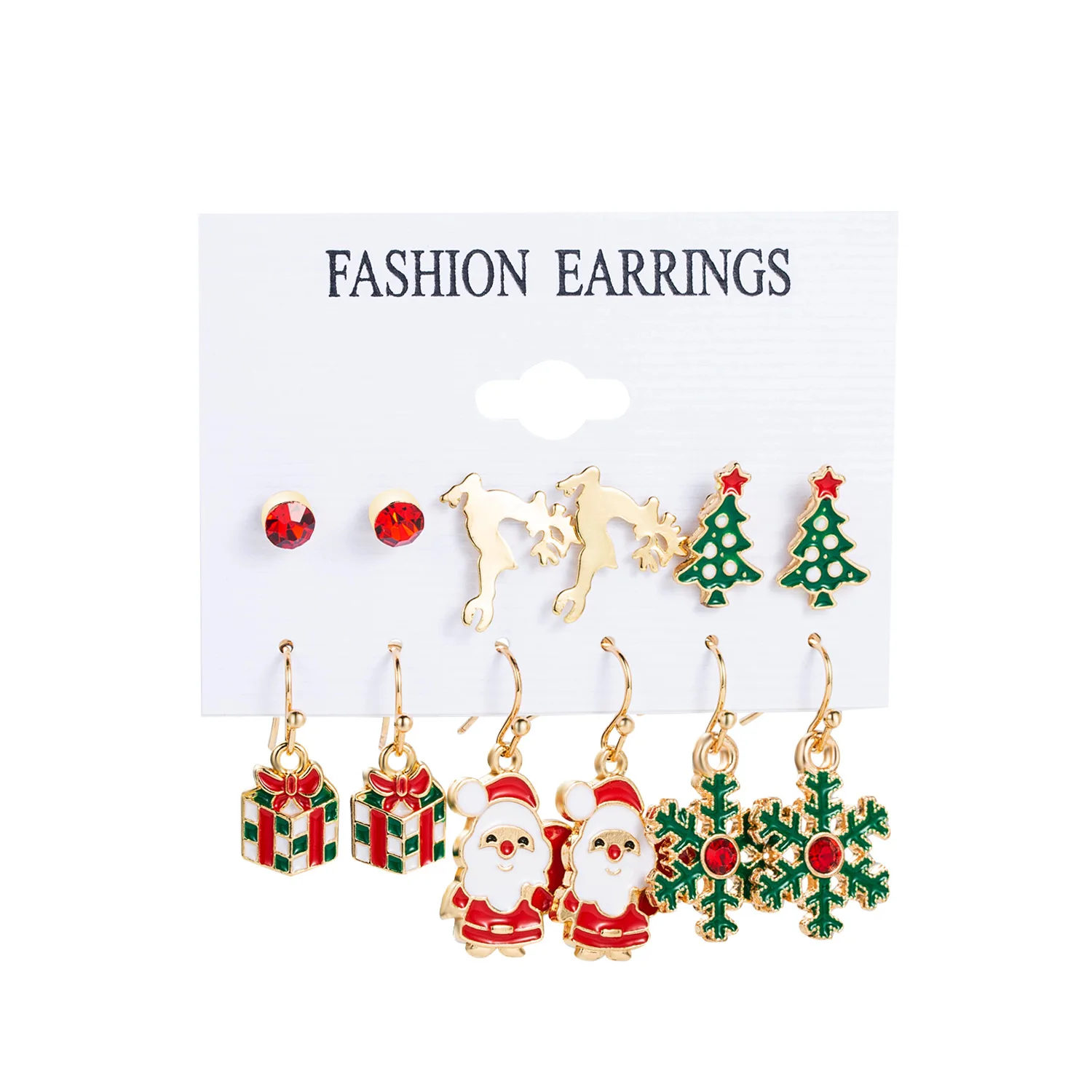 Christmas Series Fashion New Arrived Christmas Cartoon Christmas Tree Snowflake Earring Set for Women Jewelry Drop Earrings