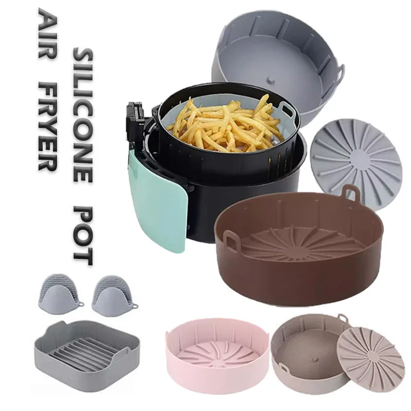 Easy Cleaning Reusable Basket Air Fryer Insert Accessories Multifunctional Silicone Liners Air Fryer Silicone Pot