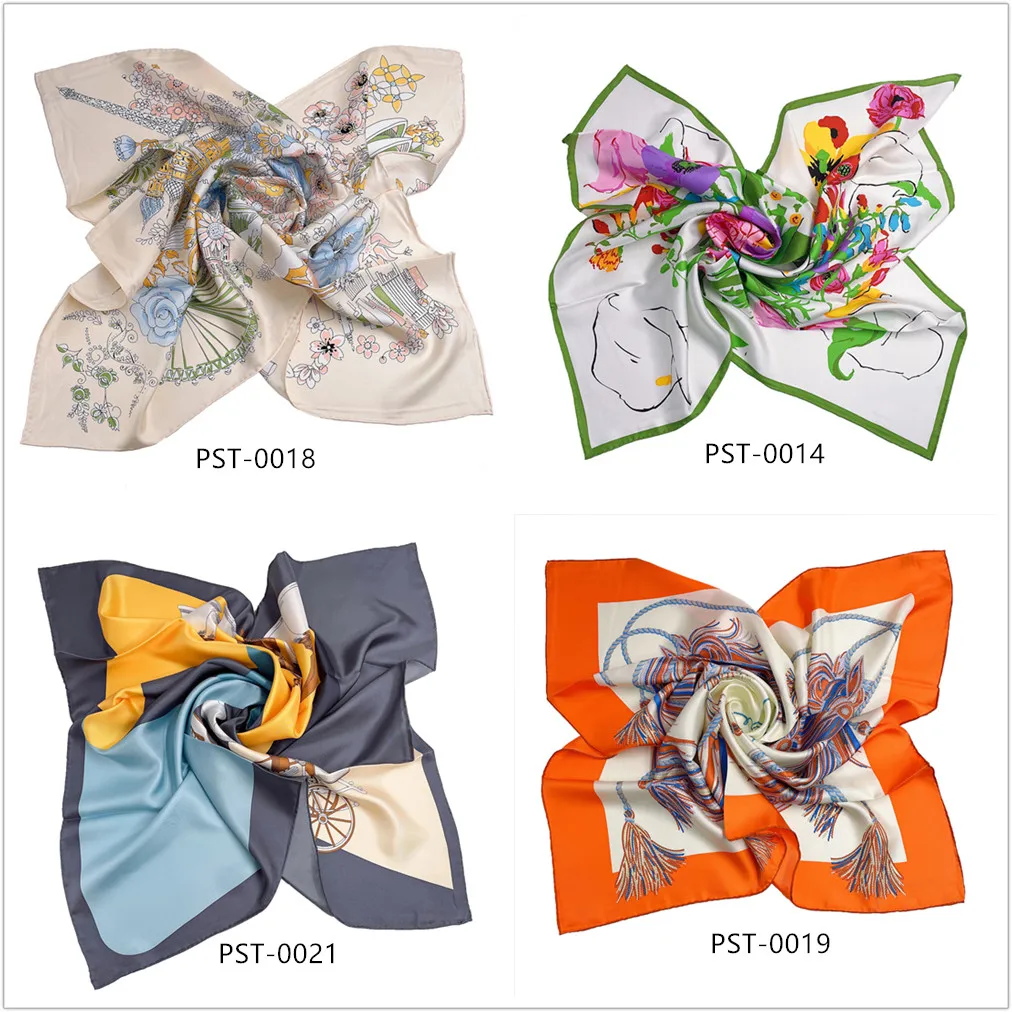 Customized Digital Printing Satin Silk Square Scarf