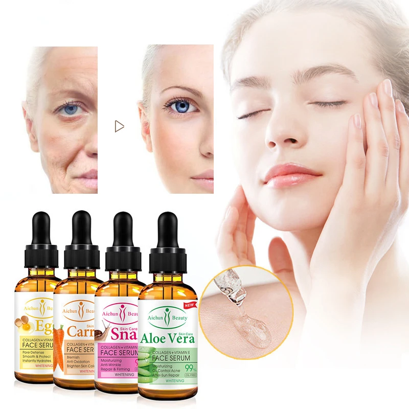 Moisturizing Anti-wrinkle Snail Repairing and Firming Face Whitening Serum with Collagen, Vitamin E