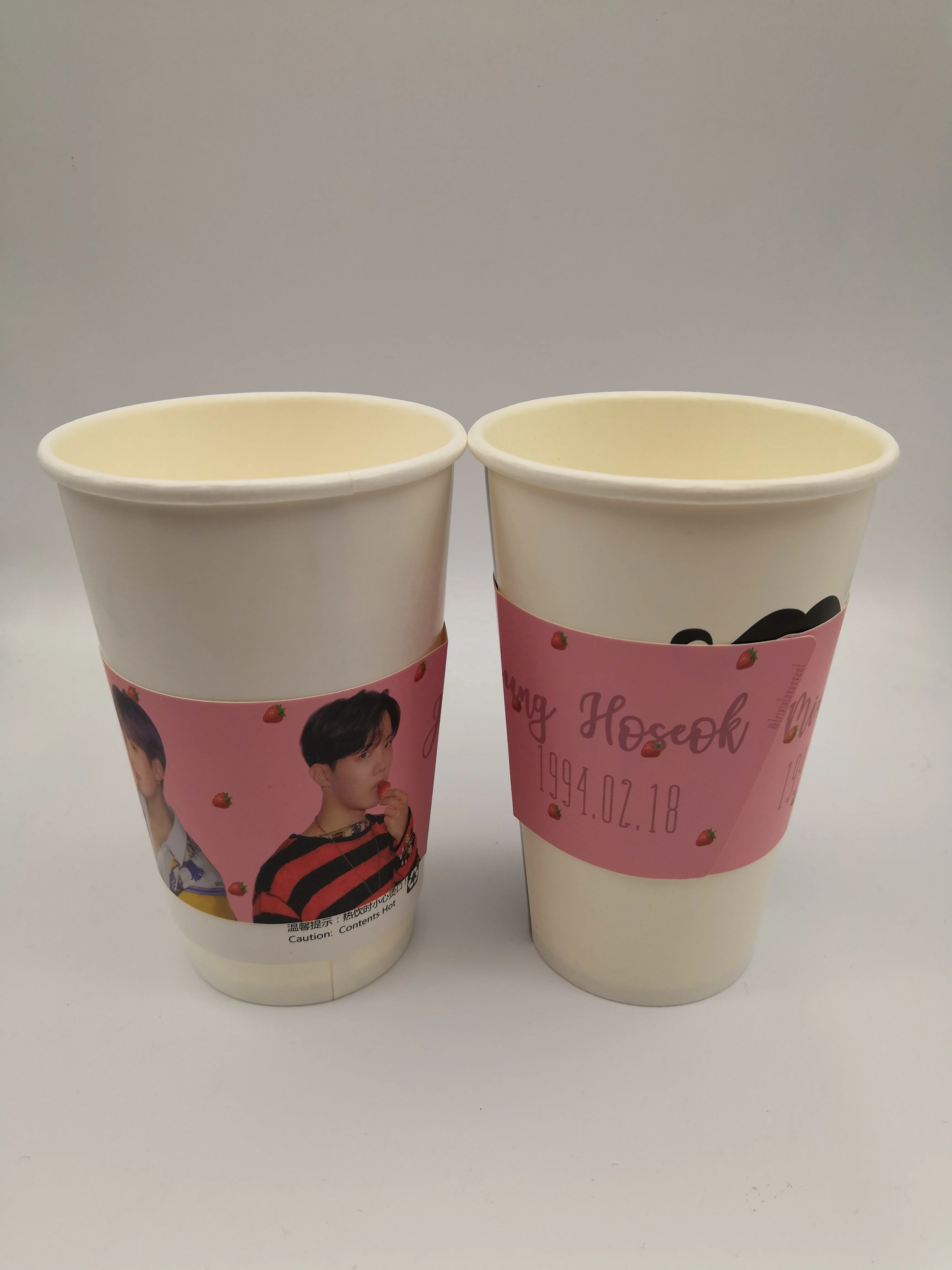 Low moq customized Korean pop star coffee juice tea paper cup sleeve