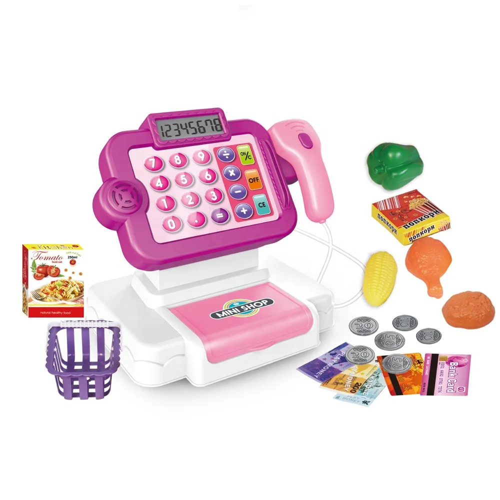 Супермаркет игрушка для ролевых игр кассовый аппарат набор имитация электрического кассира магазин еды девочек с подсветкой и звуком