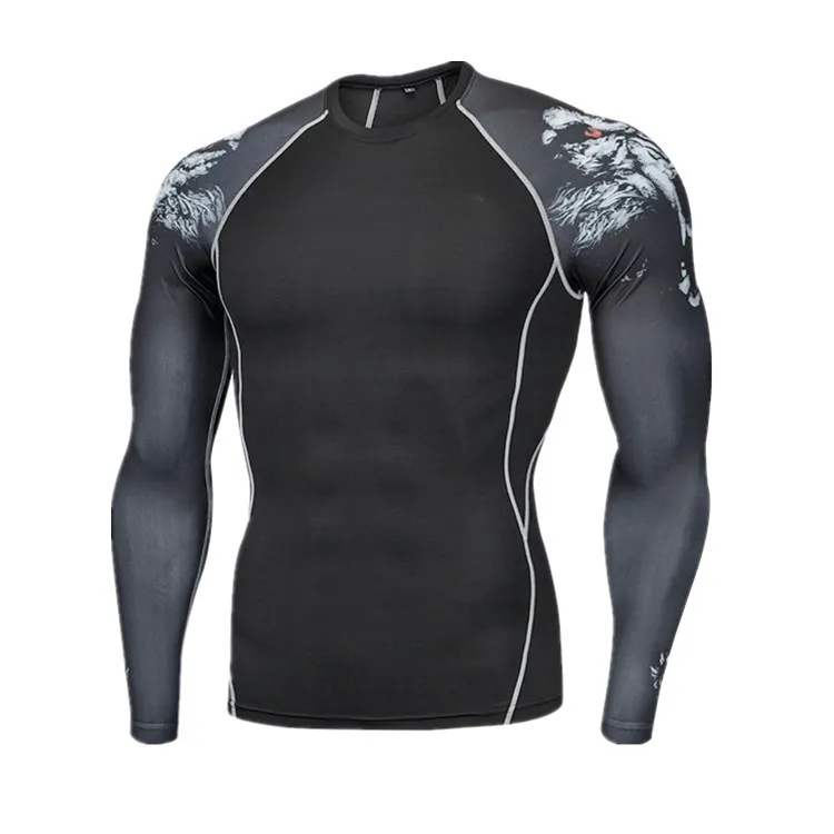 Men Compression Running T Shirt Fitness Quick Dry Rashgard Tight Long Sleeve Sport tshirt Training Jogging Shirts Gym Sportswear