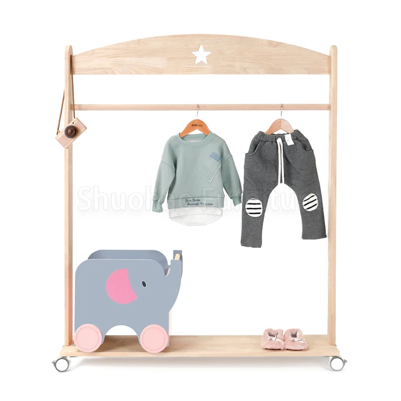Заводская распродажа Nordic деревянные детские детская одежда вешалка/подвижный стеллаж для выставки товаров для детей одежда висит и хранения