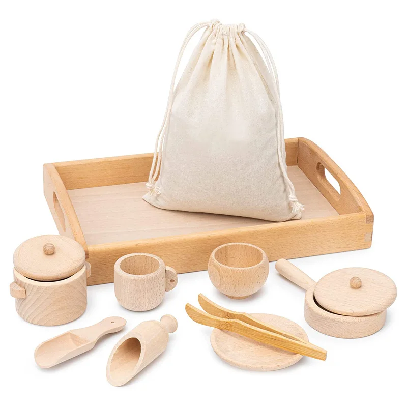 Montessori Wooden Sensory Tray Educational DIY Kitchen Toys for Kindergarten Unisex Wooden Teaching Aids and Tools for Kids