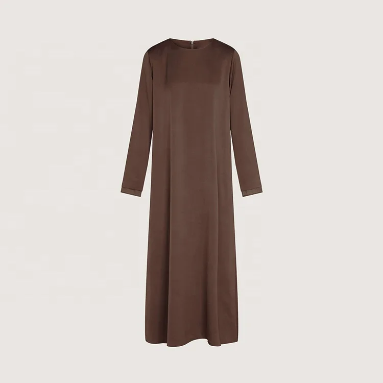 Wholesale Turkish Dubai Abaya Muslim Dress Women Luxury Islamic Clothing Satin Polyester Modest Long Dress Gown