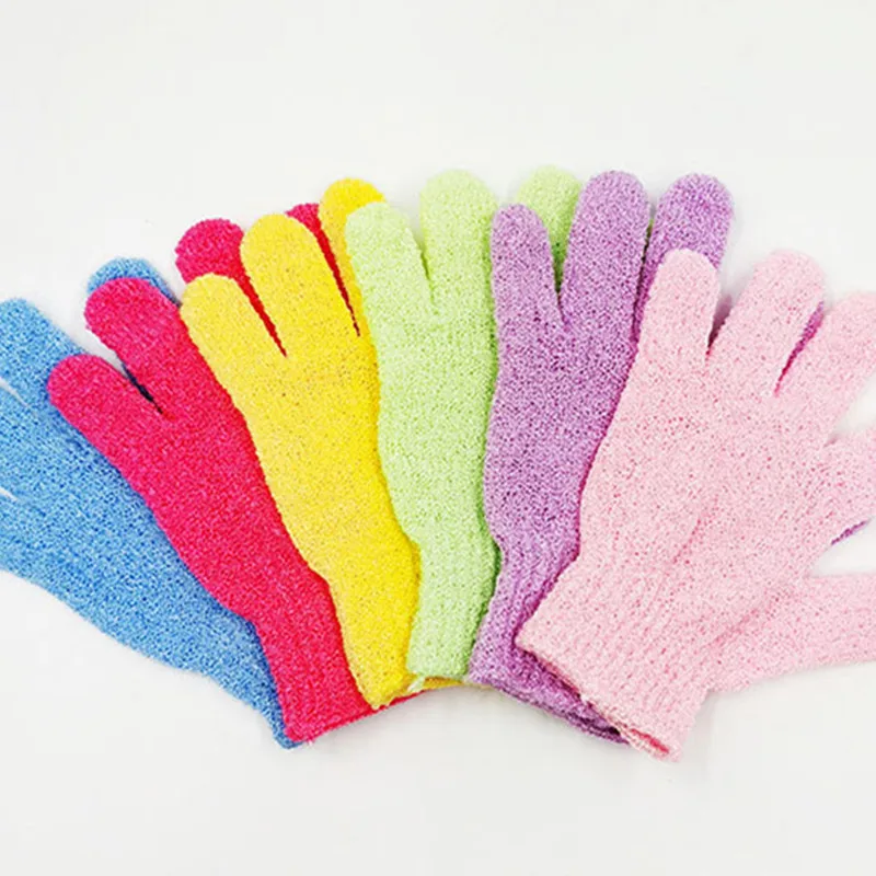 Wholesale Nylon Hemp Jute Single Color Bath Gloves Mitts Exfoliate Exfoliating Glove Remove Dead Skin