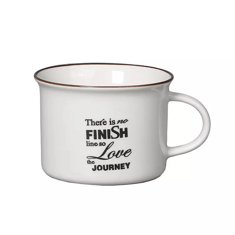170ml Small sized silk printing cheap 6oz ceramic coffee mug wholesale cappuccino cup retro enamel water mug