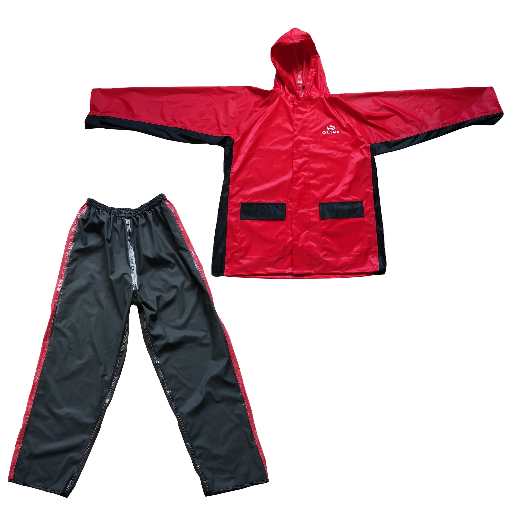 Wholesale Outdoor Activities Lightweight Rainwear Waterproof Reusable Red Long Jacket Rain Coat For Work