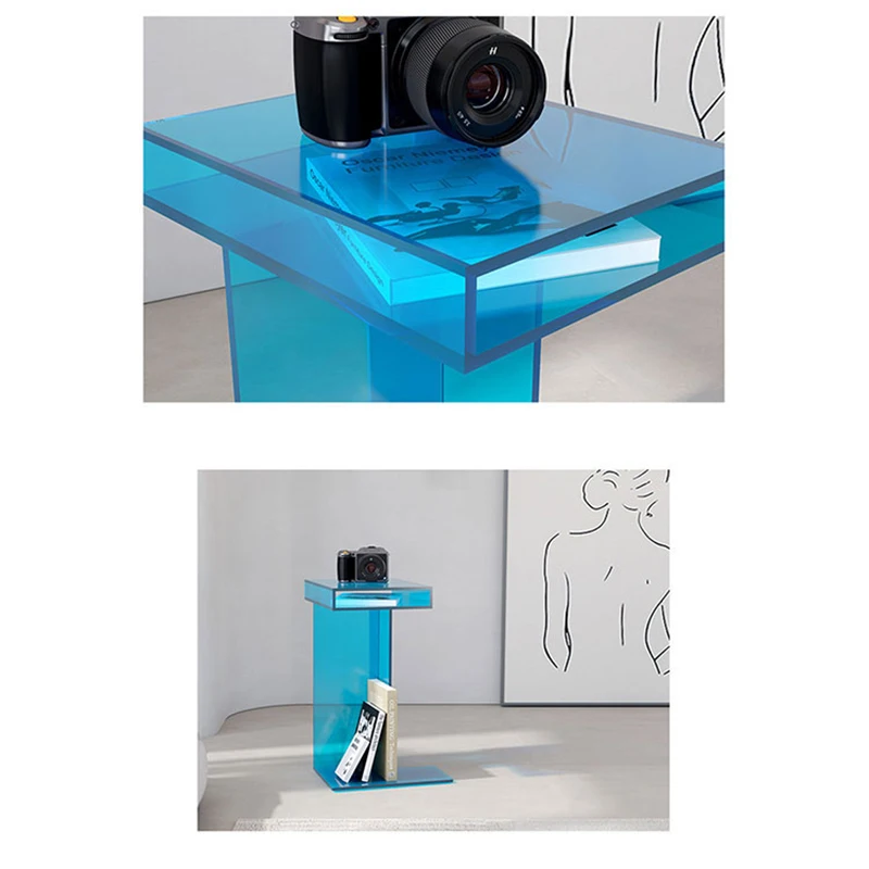 Luxury Fashion Coffee Table Living Room Bookshelf Side Table Transparent Colorful Smart Modern Rectangular Folded Acrylic Large